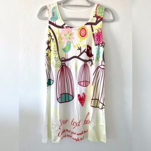 NWT SLEEVELESS CASUAL T-SHIRT A-LINE MINI DRESSES PRINT CREWNECK BEACH TANK